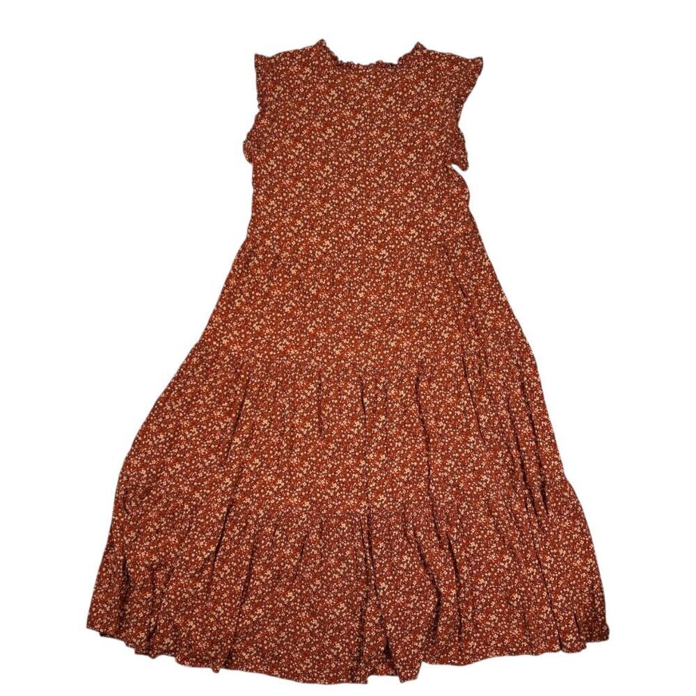 Anthropologie Uncle Frank Tiered Ditsy Floral Boho Dress XS Tassel Ruffle Cottag - Picture 2 of 5